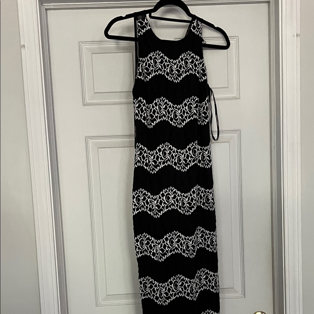 Maggy London Elegant Black and White Maxi Dress